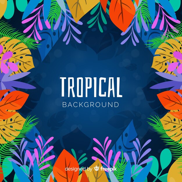 Fondo tropical en diseño plano