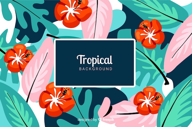 Vector gratuito fondo tropical en diseño plano