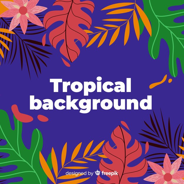 Fondo tropical en diseño plano