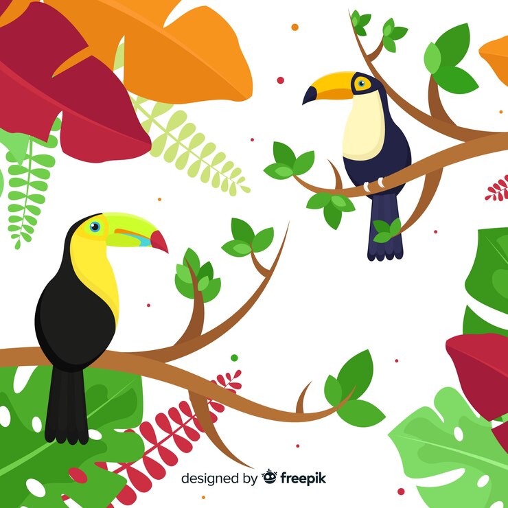 Vector gratuito fondo tropical en diseño plano