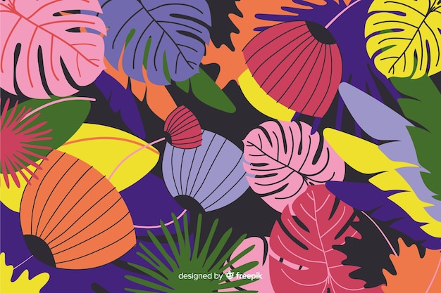 Vector gratuito fondo tropical en diseño plano