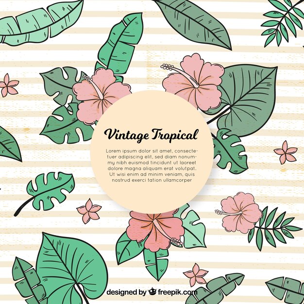 Fondo tropical en estilo vintage
