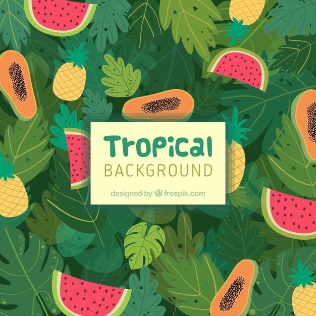 Fondo tropical con frutas diferentes