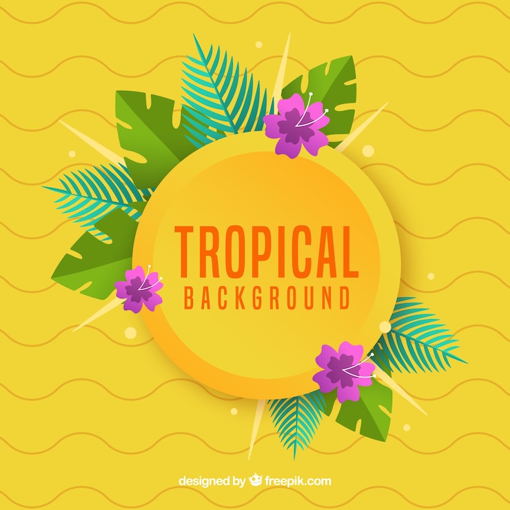 Vector gratuito fondo tropical con hojas diferentes