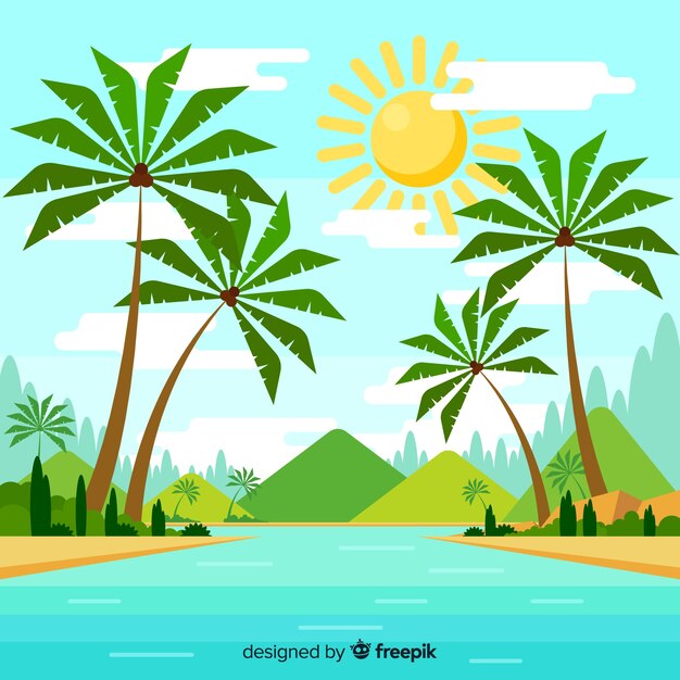 Fondo tropical con paisaje