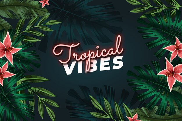 Fondo tropical de verano acuarela con flores