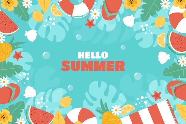Fondo tropical de verano dibujado a mano