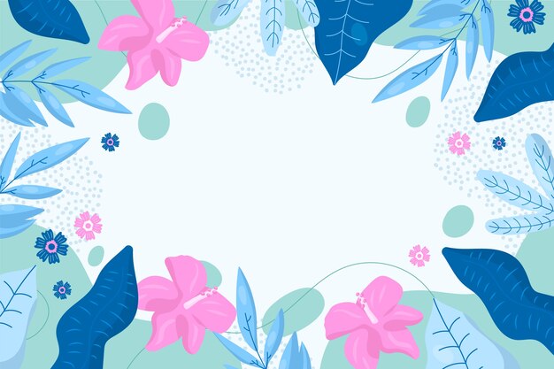 Fondo tropical de verano plano dibujado a mano