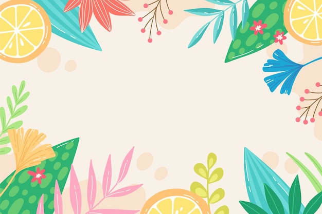 Vector gratuito fondo tropical de verano plano dibujado a mano