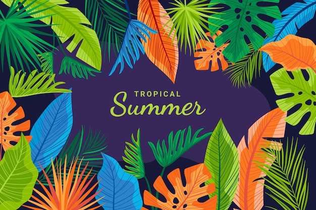 Vector gratuito fondo tropical de verano plano dibujado a mano