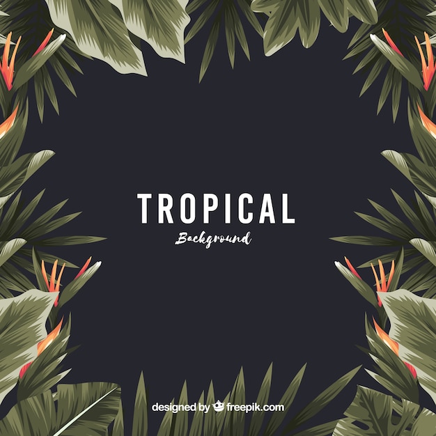 Fondo tropical vintage con diseño plano