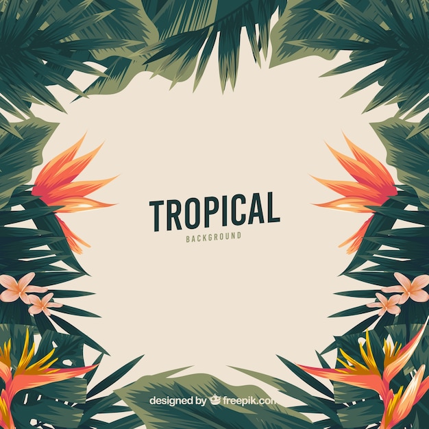 Fondo tropical vintage con diseño plano