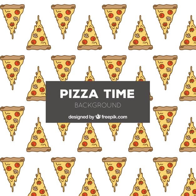 Fondo de trozos de pizza dibujados a mano 
