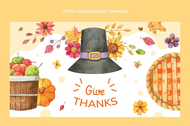 Vector gratuito fondo de twitch de acción de gracias en acuarela