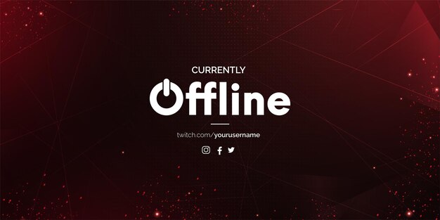 Fondo de Twitch actualmente sin conexión con banner de formas rojas