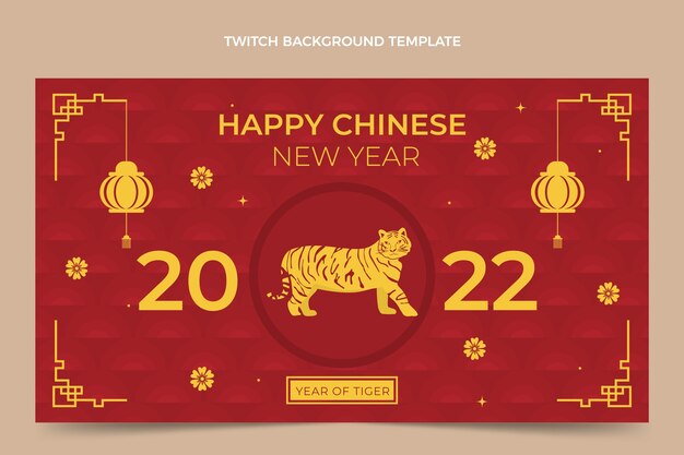 Vector gratuito fondo de twitch de año nuevo chino dibujado a mano