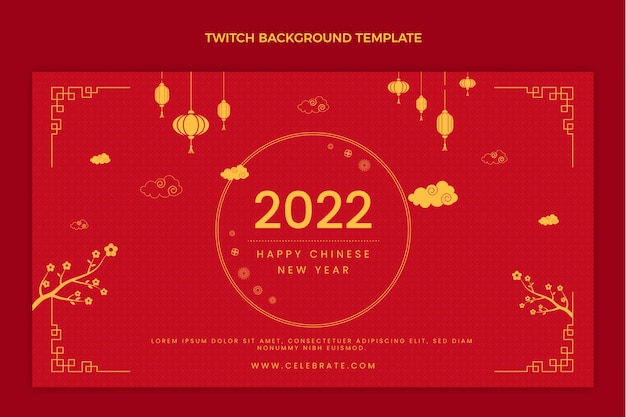 Vector gratuito fondo de twitch de año nuevo chino plano