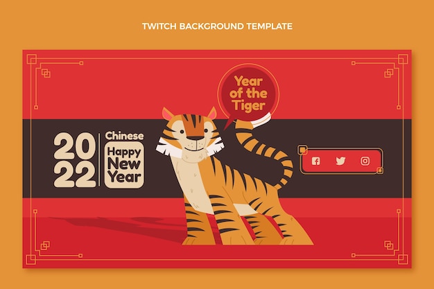 Vector gratuito fondo de twitch de año nuevo chino plano