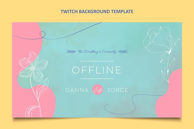 Fondo de twitch de boda dibujado a mano