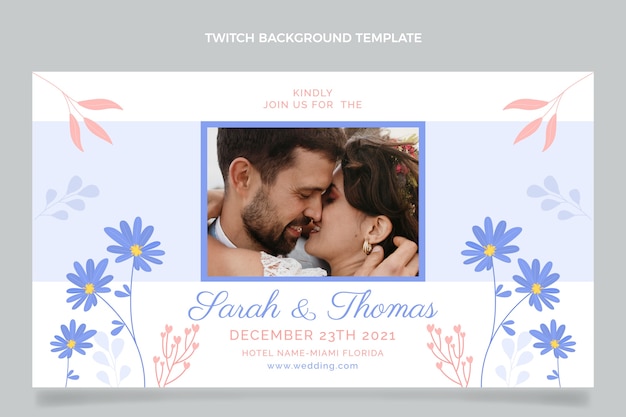 Vector gratuito fondo de twitch de boda dibujado a mano