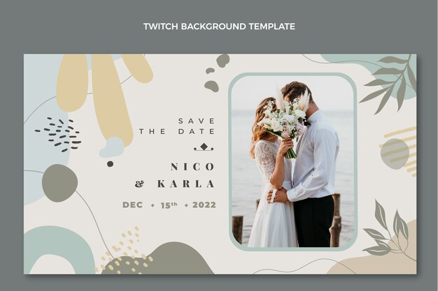 Fondo de twitch de boda dibujado a mano