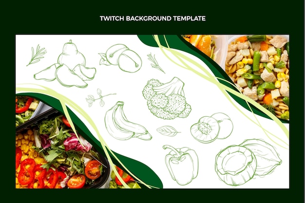 Fondo de twitch de comida dibujada a mano