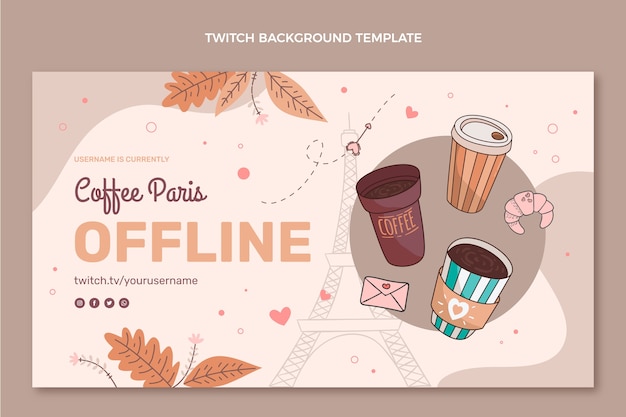 Vector gratuito fondo de twitch de comida dibujada a mano