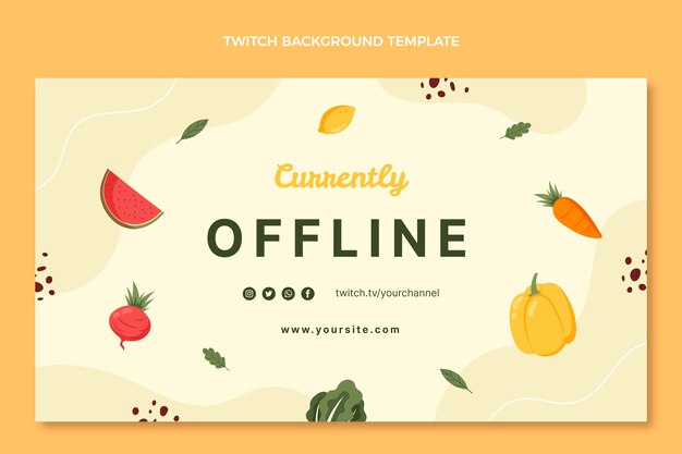 Fondo de twitch de comida dibujada a mano
