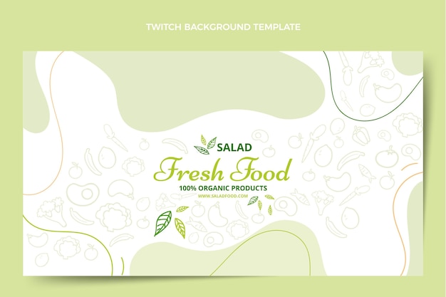 Vector gratuito fondo de twitch de comida de estilo dibujado a mano