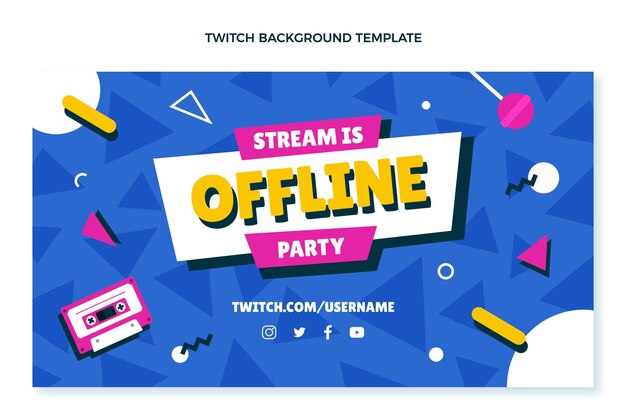 Fondo de twitch de cumpleaños de los 90 dibujados a mano