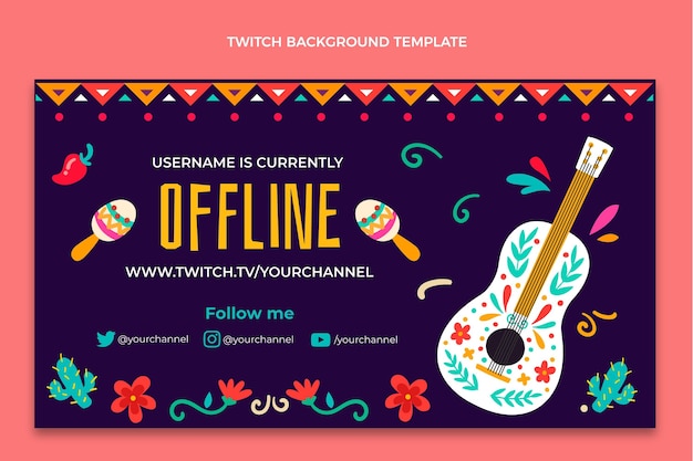 Vector gratuito fondo de twitch de dia de muertos dibujado a mano