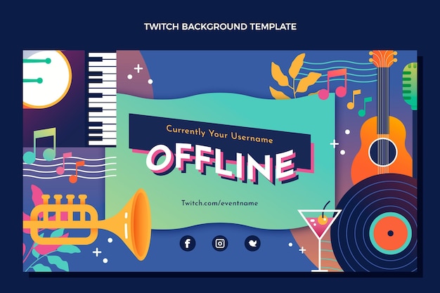 Vector gratuito fondo de twitch festival de música colorido degradado