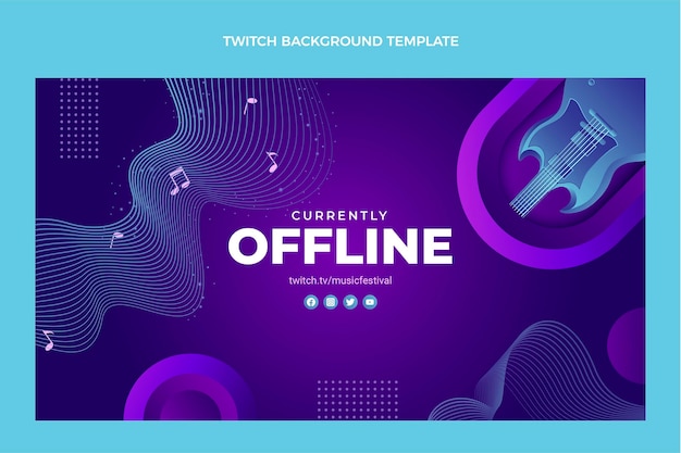 Vector gratuito fondo de twitch festival de música colorido degradado