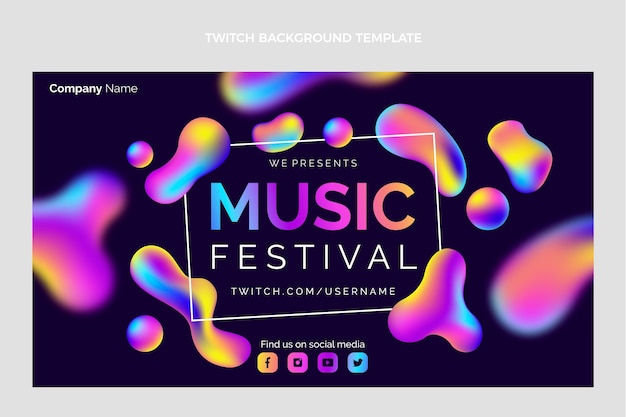 Fondo de twitch festival de música colorido degradado