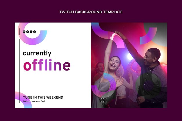 Fondo de twitch festival de música degradado