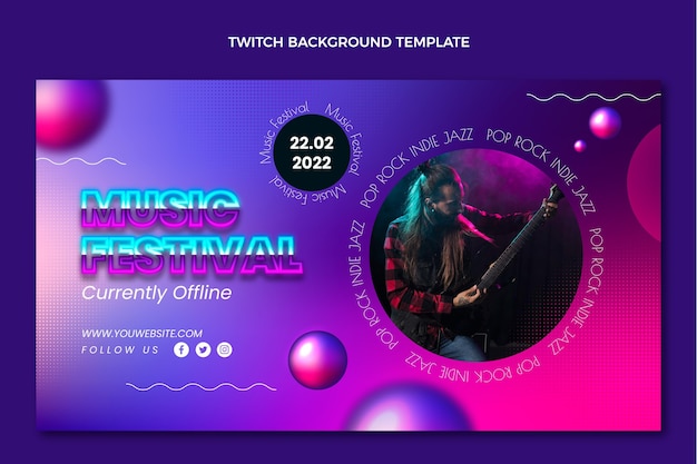 Fondo de twitch festival de música degradado