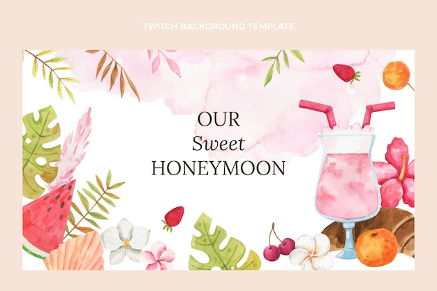 Fondo de twitch de luna de miel en acuarela