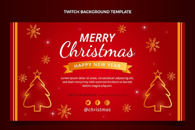 Vector gratuito fondo de twitch de navidad degradado