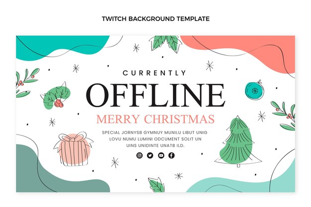 Fondo de twitch de navidad plano dibujado a mano