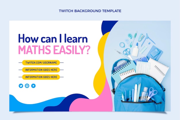 Vector gratuito fondo de twitch de regreso a la escuela