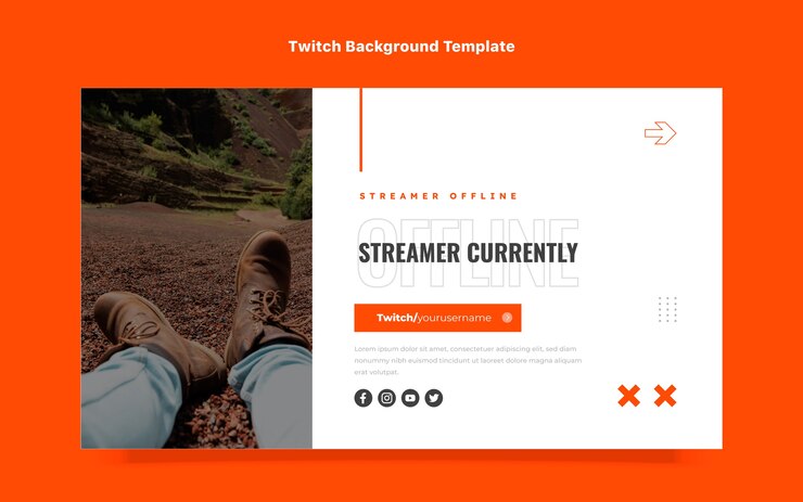 Vector gratuito fondo de twitch de streamer de trekking de diseño plano