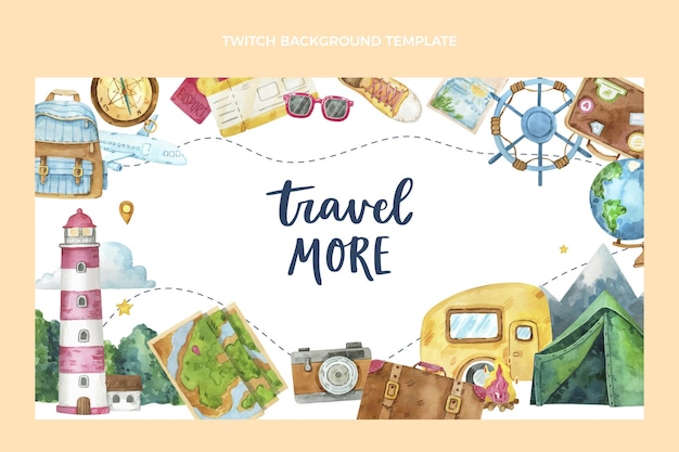 Fondo de twitch de viaje en acuarela