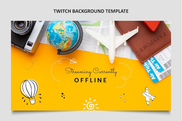 Fondo de twitch de viaje dibujado a mano