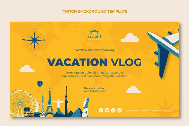 Fondo de twitch de viaje dibujado a mano