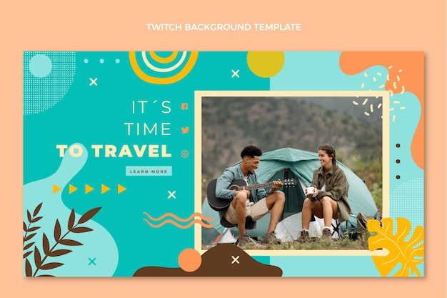 Fondo de twitch de viaje dibujado a mano