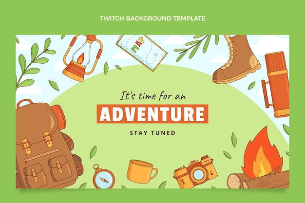 Vector gratuito fondo de twitch de viaje dibujado a mano