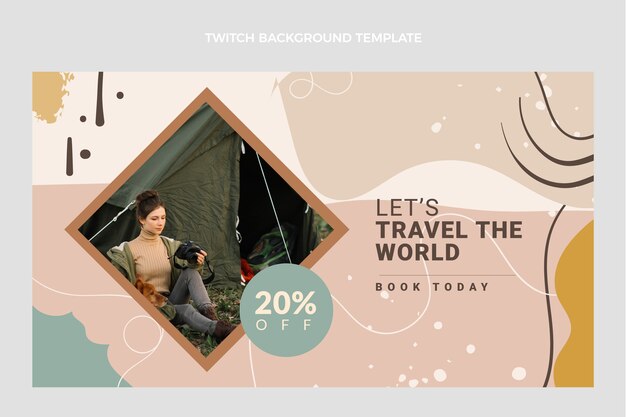 Fondo de twitch de viaje dibujado a mano