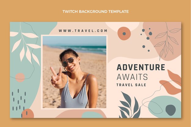 Fondo de twitch de viaje dibujado a mano