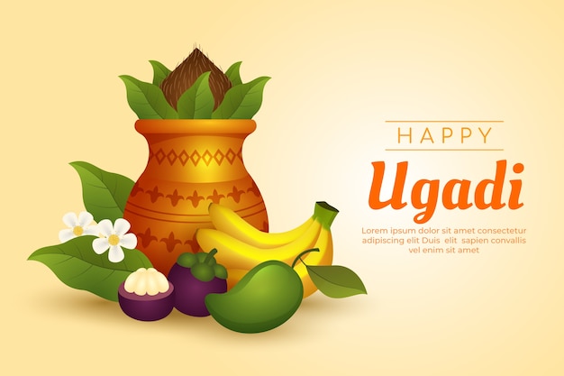 Vector gratuito fondo ugadi realista