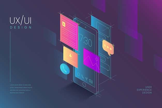 Fondo de ui / ux plano lineal